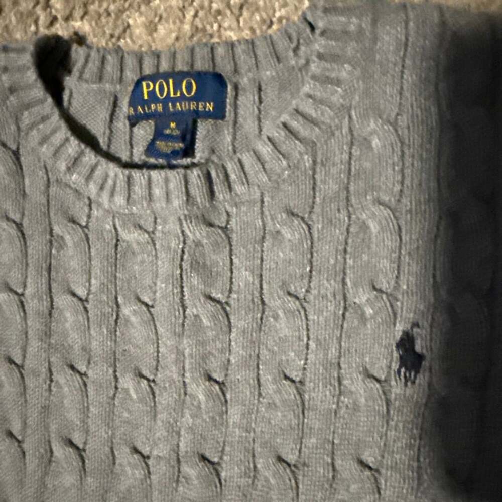 Polo Ralph Lauren Kids Grey Cable-Knit Cotton Sweater Size M (10-12)
